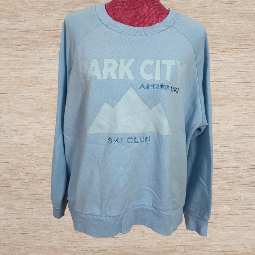 Park City Utah Apres Ski Club Blue Crewneck Sweatshirt Womens Size XL Loungewear